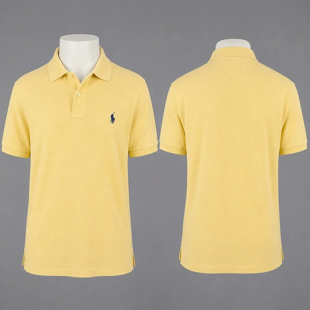 Polo Golf Ralph Lauren Pima Cotton Shirt Mens M Butter Yellow‎ Pony Logo Golf